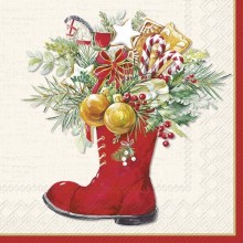 Салфетки 20бр Christmas Boots екрю